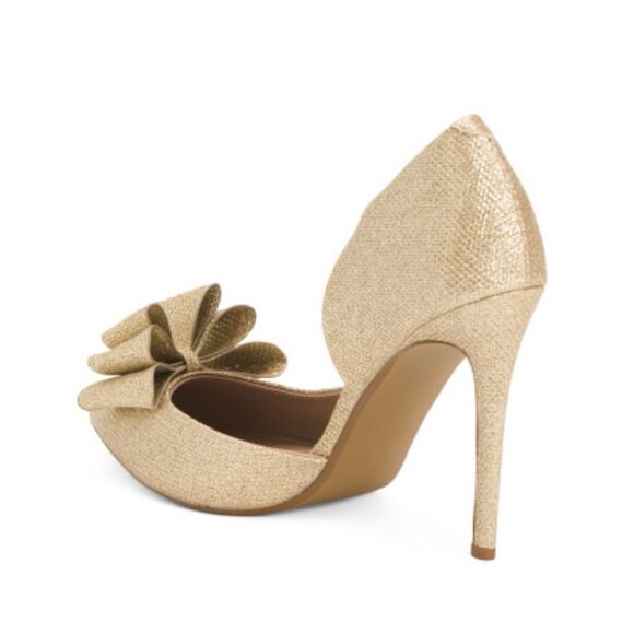 BETSEY JOHNSON Prince d'Orsay Pointed Toe Glitter Heels, Gold, Sz 8.5M - Picture 8 of 13